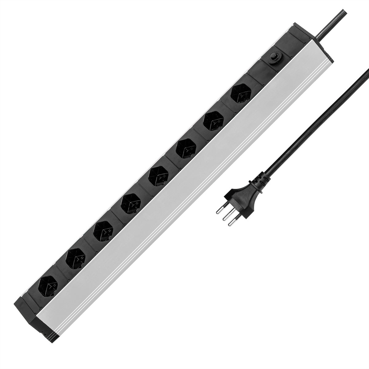 Steffen ALU MODULAR – Steckdosenleiste, 8× T13, 3 m, Stecker T12, IP20