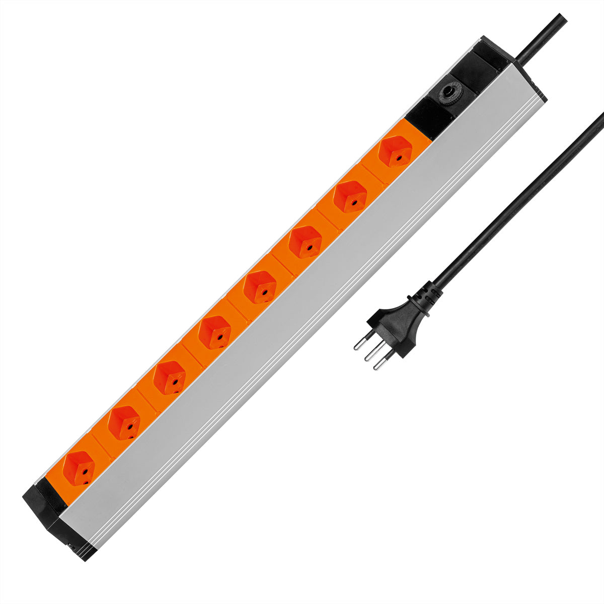 Steffen Alu Modular – 19" Steckdosenleiste, 8× T13, 3 m, Stecker T12, IP20