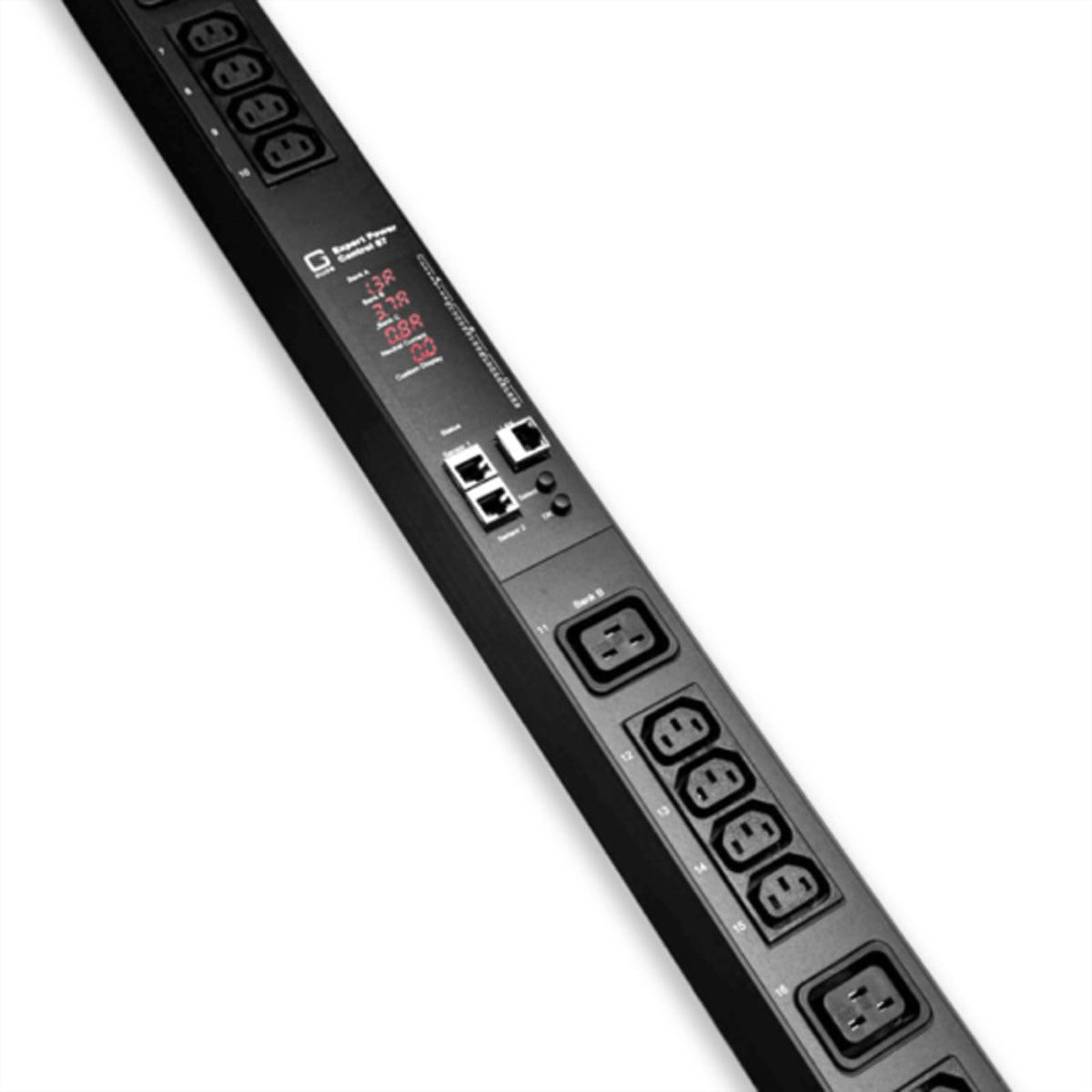 Gude Controller – 32 A, 3-phasig, 24× C13, 6× C19, RJ45, 0U, vertikaler Einbau – Schwarz – EPC 87-3300-18