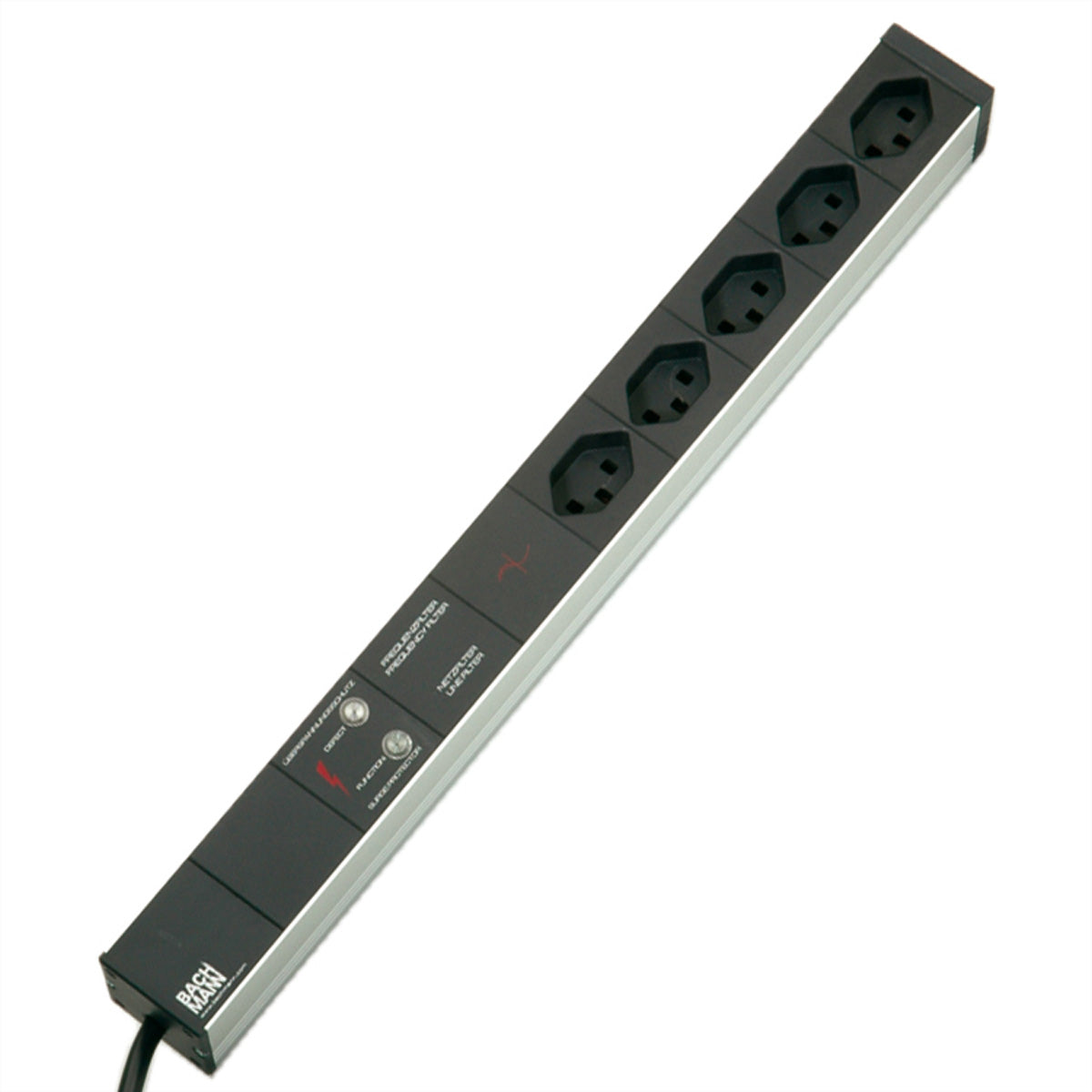 Bachmann GVS 19" Steckdosenleiste 3600 W – Gerätevollschutz, Netzfilter – Rack 1U – T23×5 (Typ J) – für Schwei