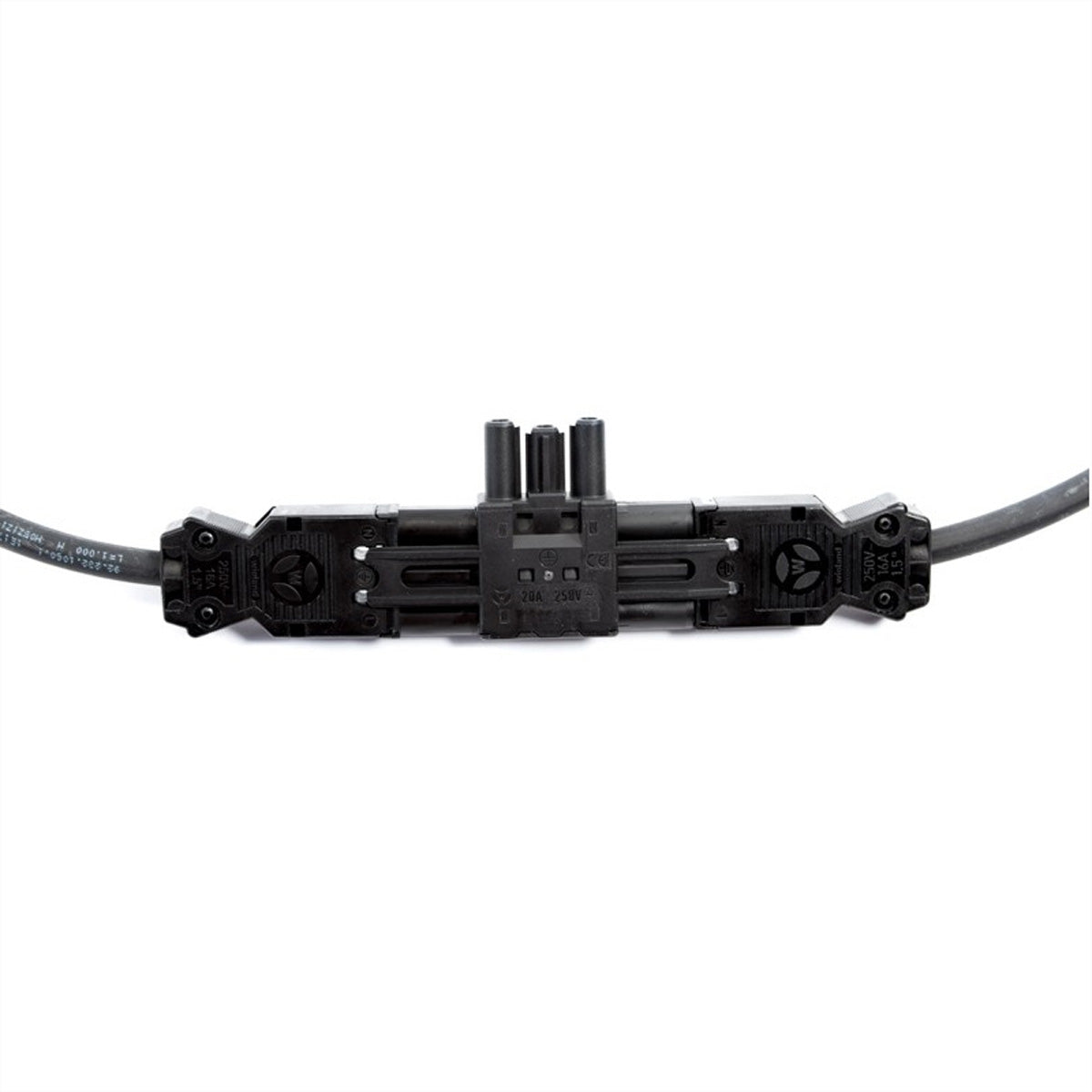 Bachmann Adapterkabel, 1×GST18i3 zu 2×GST18, 230 V 16 A, 80×48×16 mm – schwarz