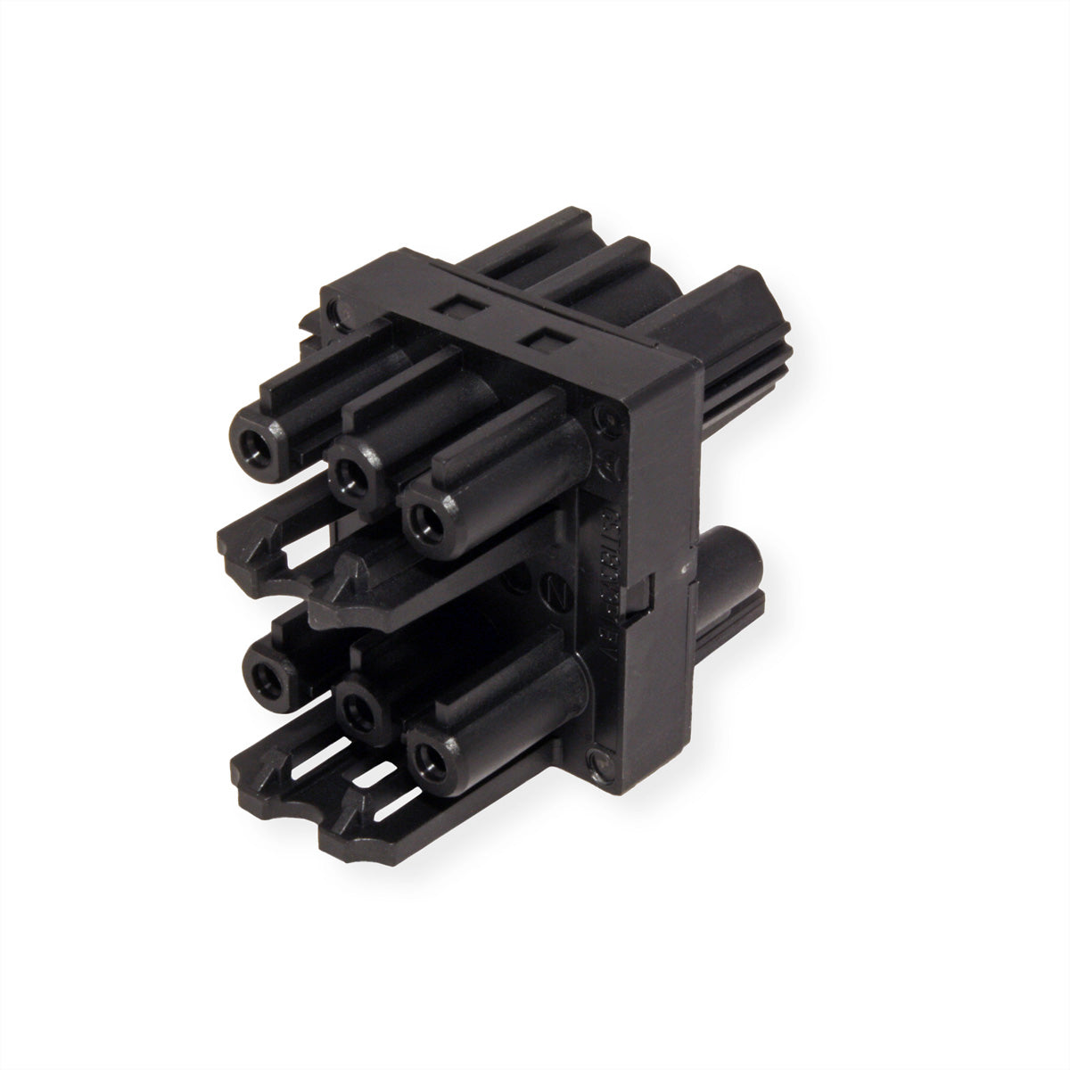 Bachmann Verteilerblock, 1×GST18 (Eingang) + 3×GST18 (Ausgänge), Verriegelungslaschen, 60×40×45 mm – schwarz