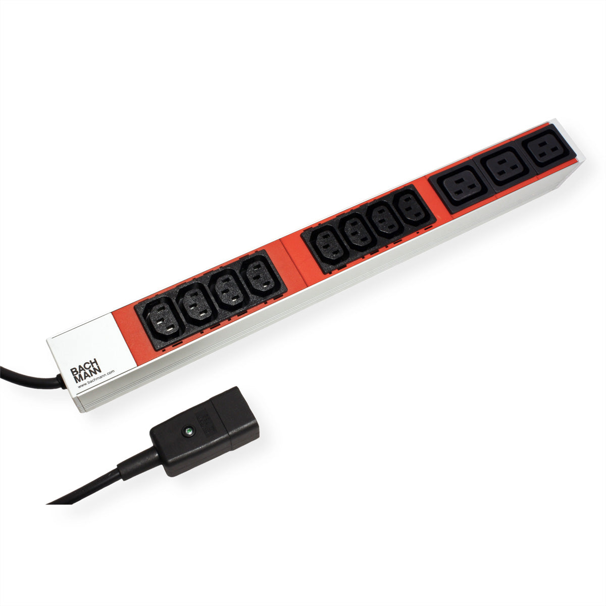 Bachmann Rack-PDU – Standard, 1-phasig, Vertikal, 1U, 16 A 230 V, 8×C13 + 3×C19, C20, 2 m
