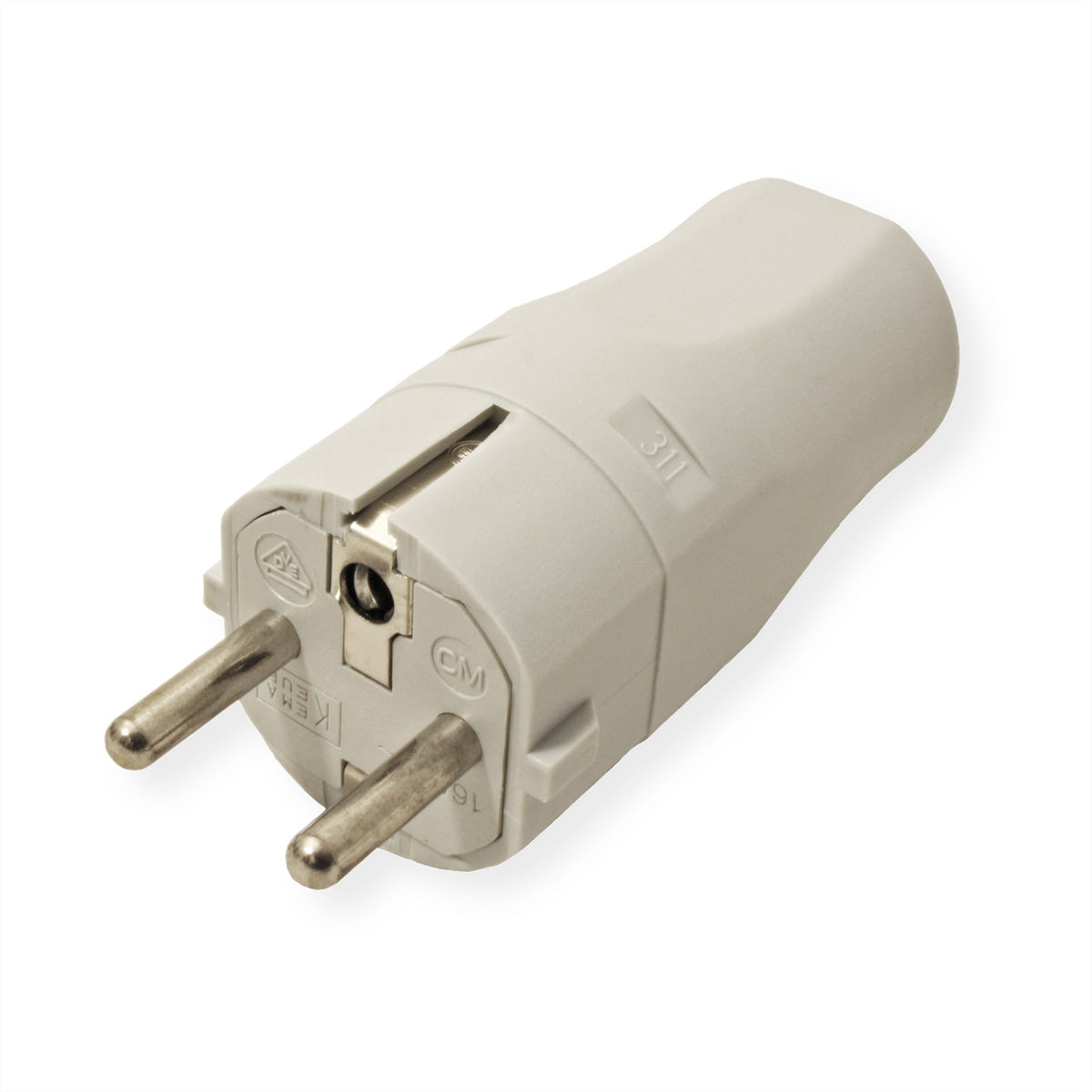 Bachmann Montagestecker 16 A 250 V, Schuko (Typ F), mit Schraubanschluss, 78×36,6×38 mm – Grau