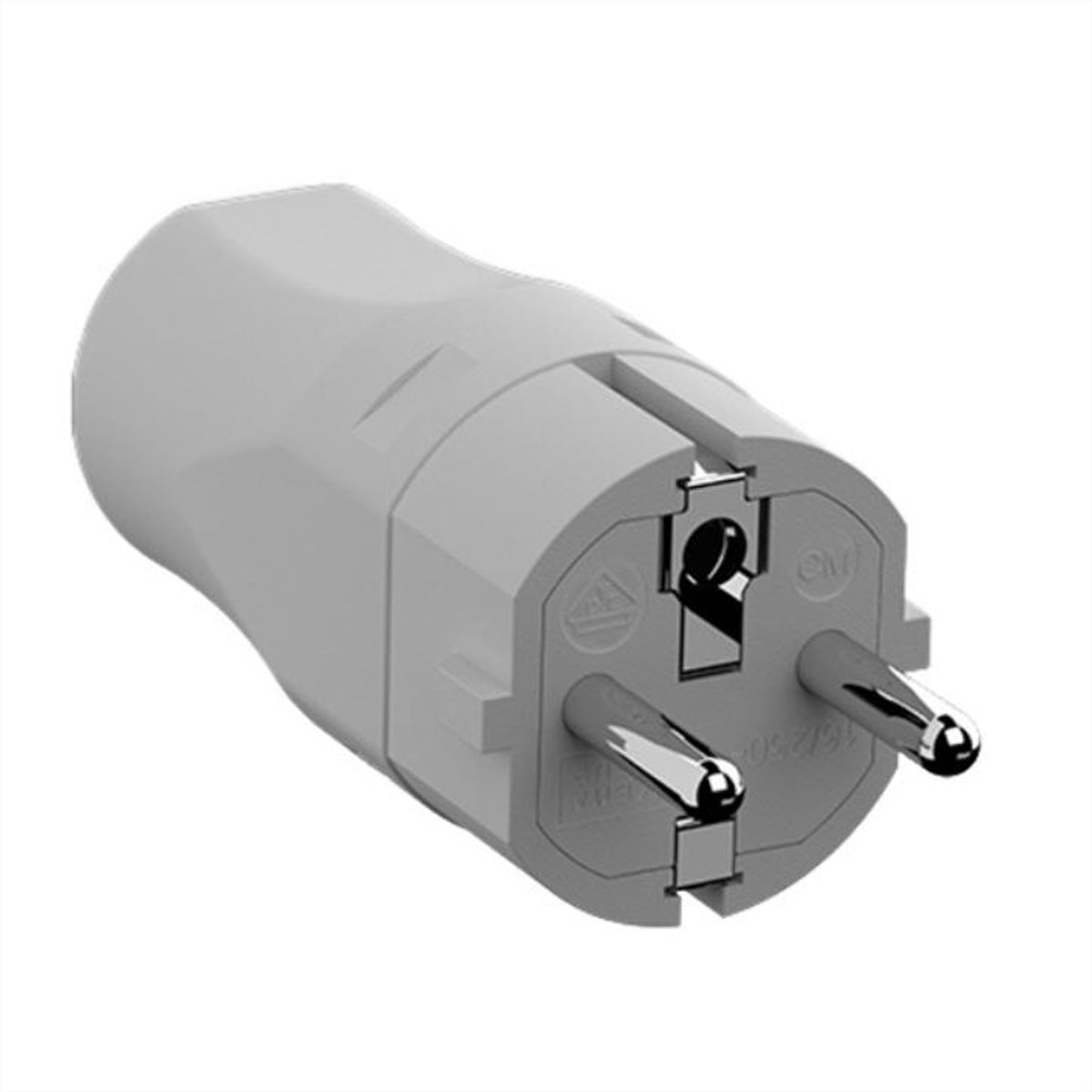 Bachmann Montagestecker 16 A 250 V, Schuko (Typ F), mit Schraubanschluss, 78×36,6×38 mm – Grau