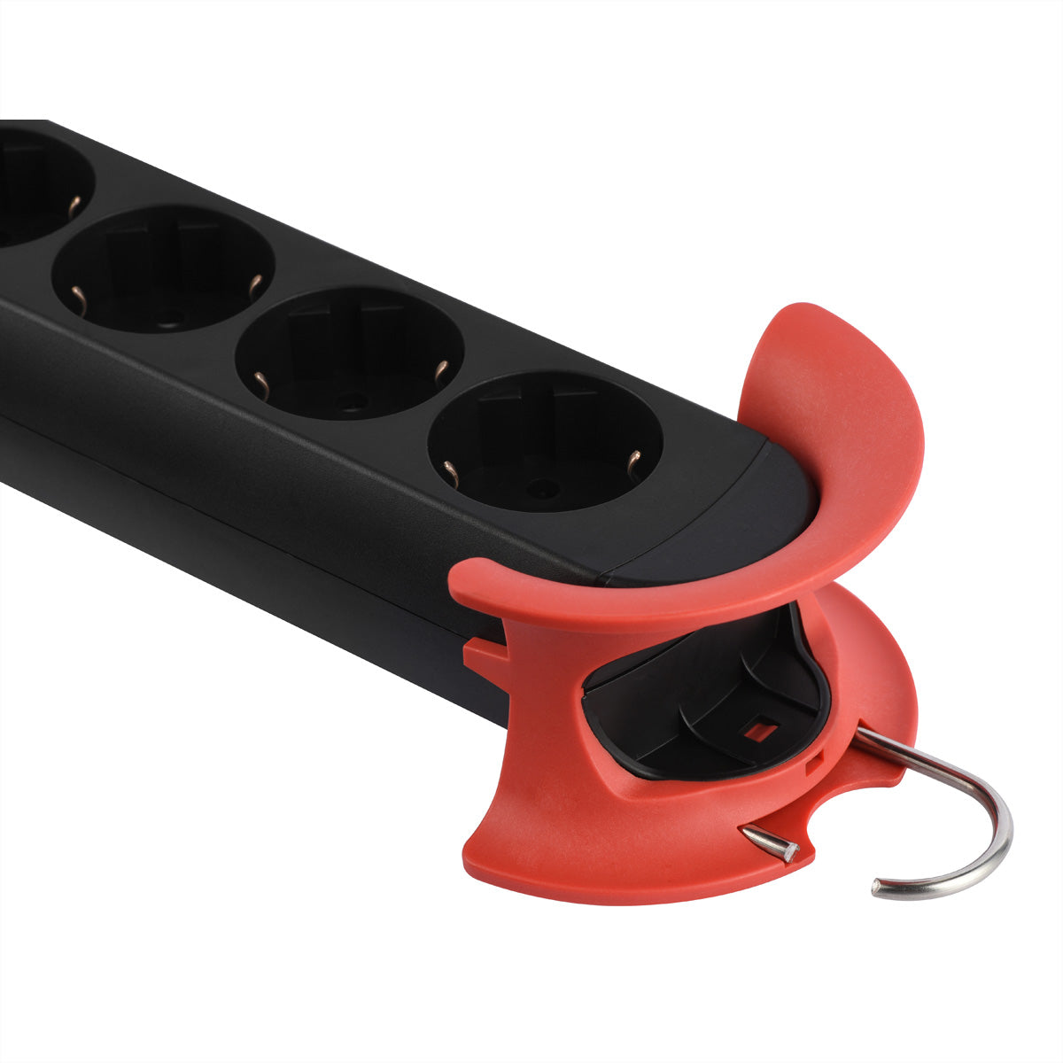 Bachmann HOOK Indoor – Steckdosenleiste, 5× Schuko (Typ F), mit Schalter, 5 m, Stecker mit Schutzkontakt