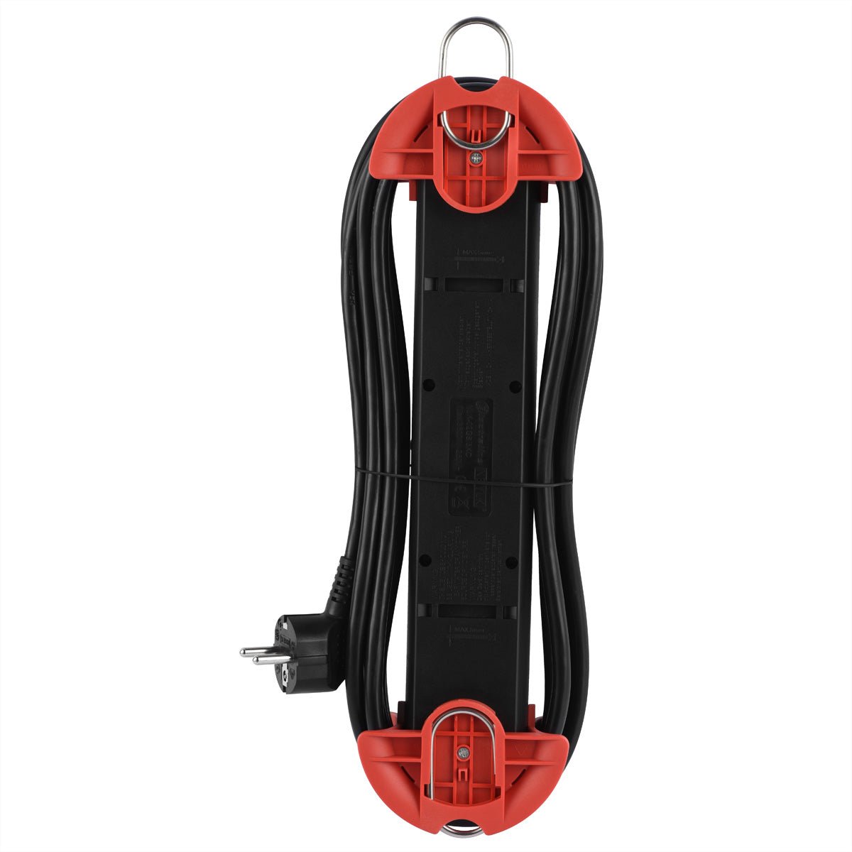 Bachmann HOOK Indoor – Steckdosenleiste, 5× Schuko (Typ F), mit Schalter, 5 m, Stecker mit Schutzkontakt