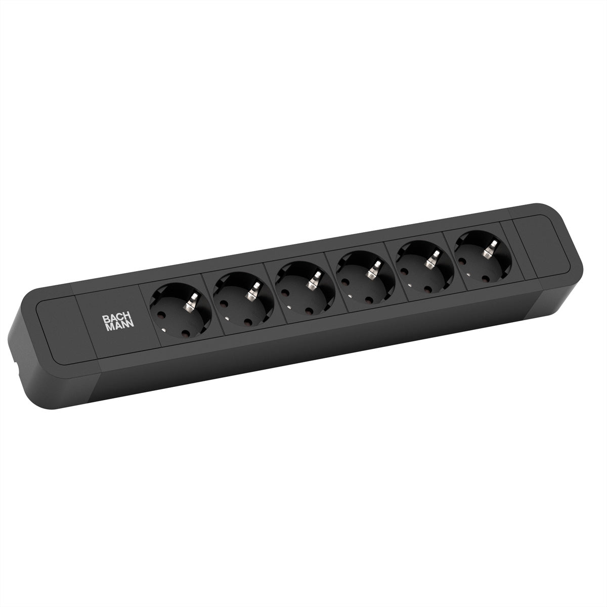 Bachmann PRIMO2 Steckdosenleiste, 6×T13, ohne Schalter, 2 m, IP20 – schwarz