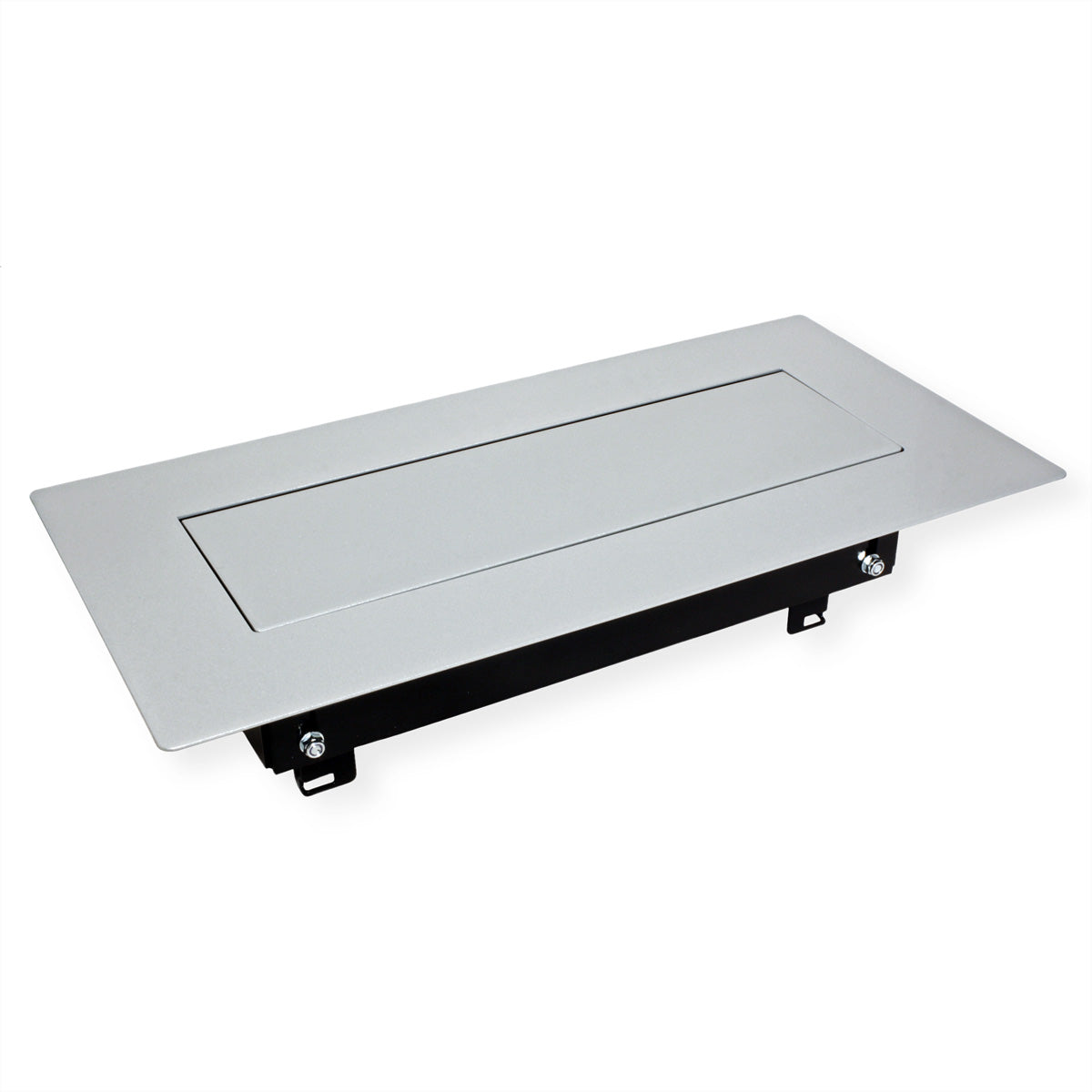 Bachmann TOP FRAME Tischsteckdosenleiste, Aluminium, 4-fach, Tischmontage, 162×340,5×98,3 mm – schwarz/silber