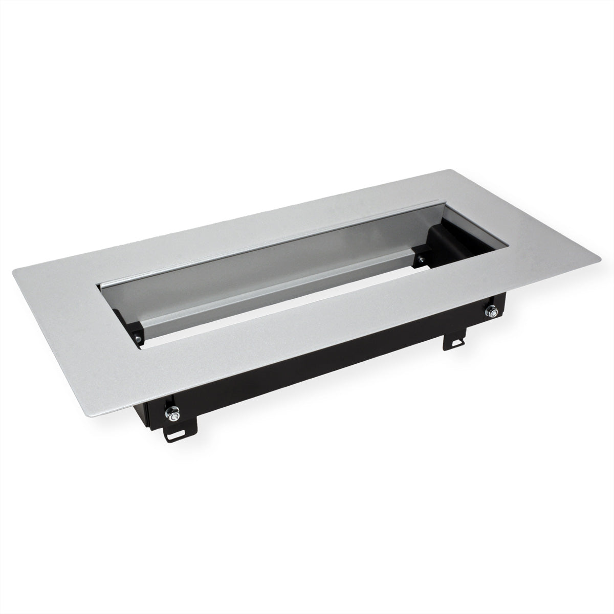 Bachmann TOP FRAME Tischsteckdosenleiste, Aluminium, 4-fach, Tischmontage, 162×340,5×98,3 mm – schwarz/silber