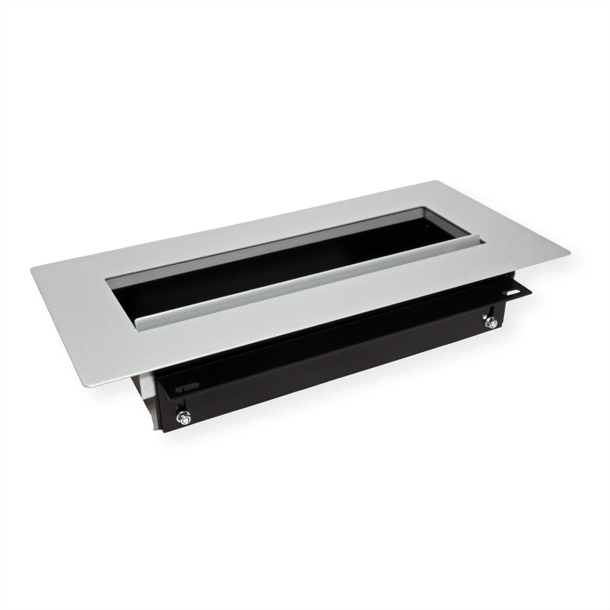 Bachmann TOP FRAME Tischsteckdosenleiste, Aluminium, 4-fach, Tischmontage, 162×340,5×98,3 mm – schwarz/silber