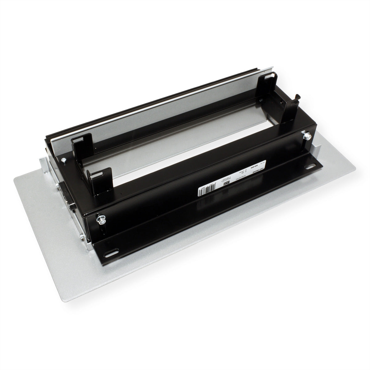 Bachmann TOP FRAME Tischsteckdosenleiste, Aluminium, 4-fach, Tischmontage, 162×340,5×98,3 mm – schwarz/silber