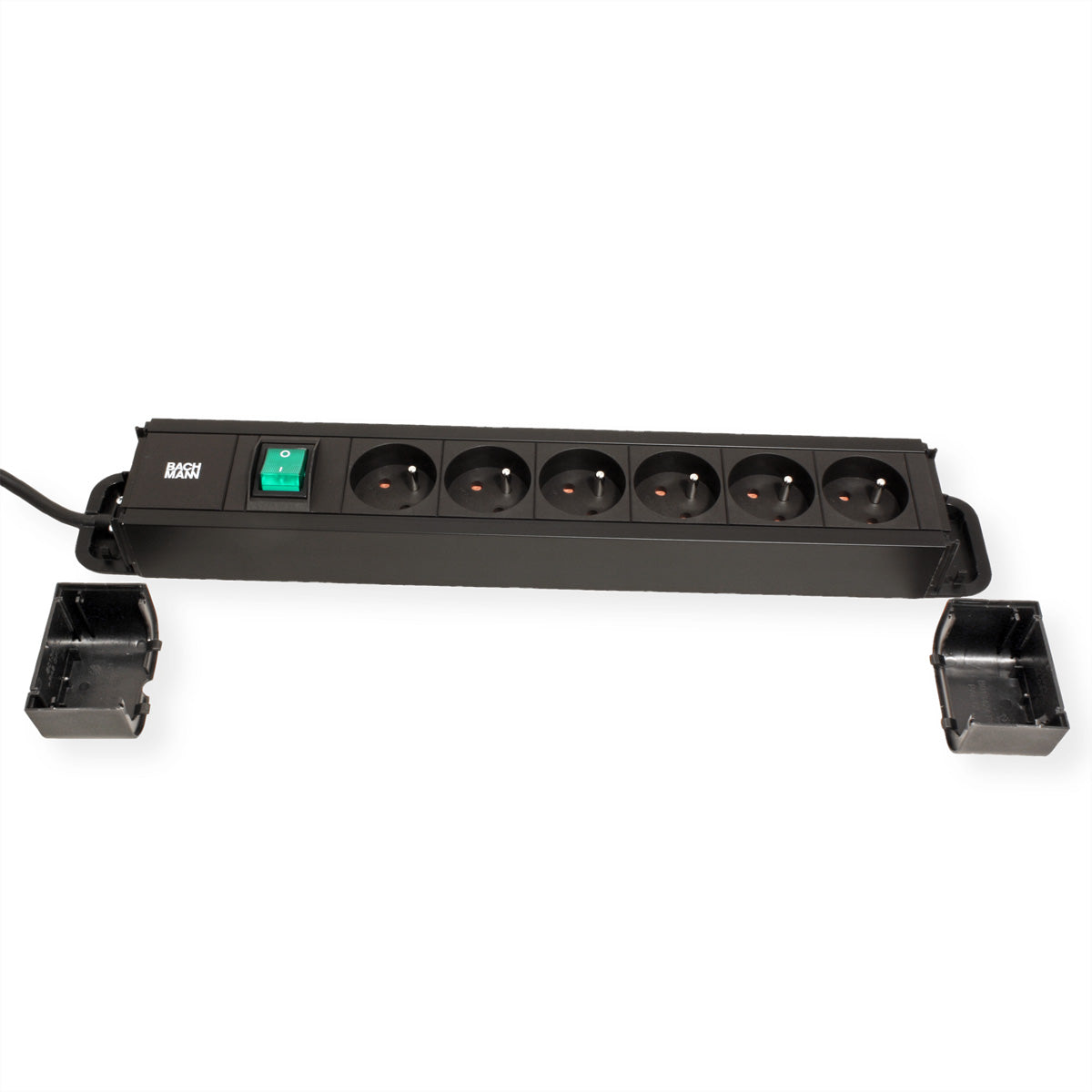 Bachmann Steckdosenleiste, 6×UTE, mit Schalter, 2 m, IP40, Eingang CEE 7/7 – Schwarz