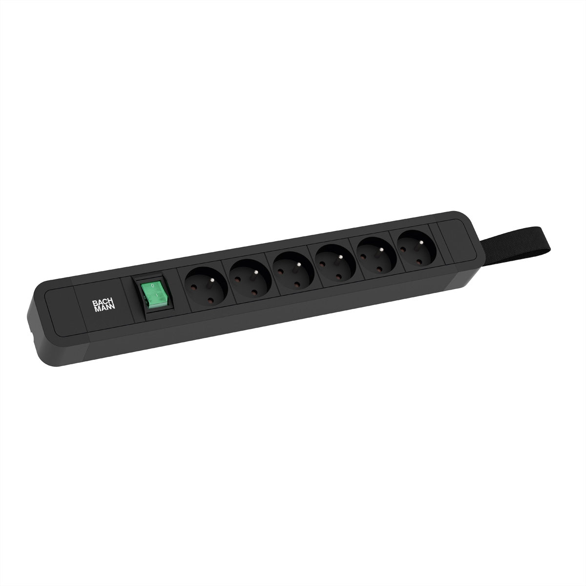 Bachmann Steckdosenleiste, 6×UTE, mit Schalter, 2 m, IP40, Eingang CEE 7/7 – Schwarz