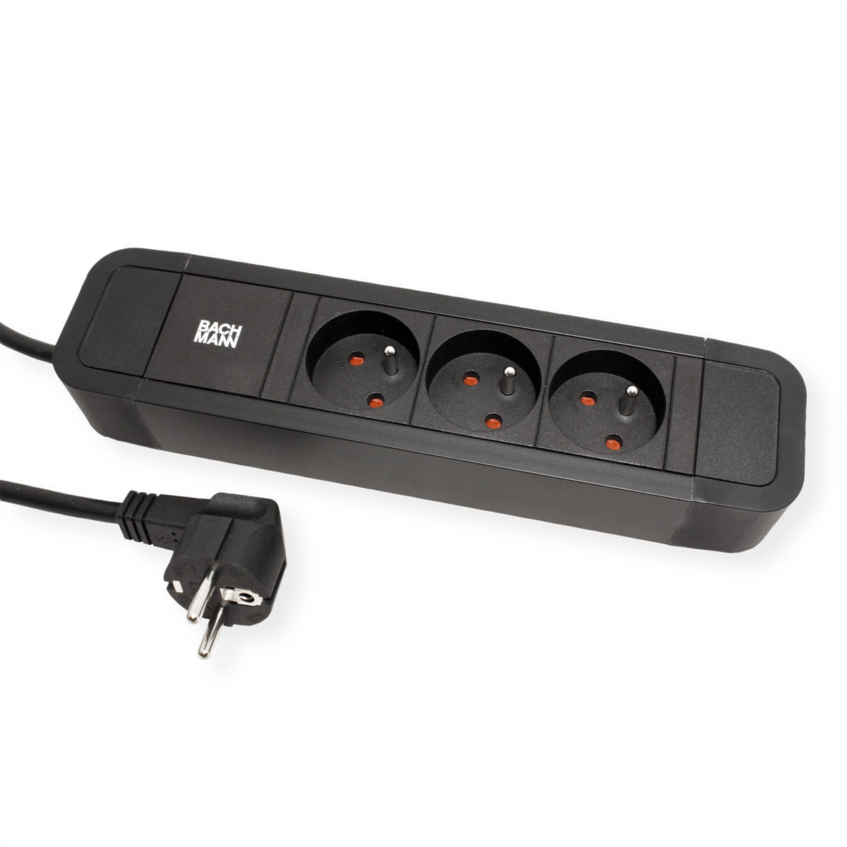 Bachmann PRIMO 2 Steckdosenleiste, 3×UTE, ohne Schalter, 2 m – schwarz
