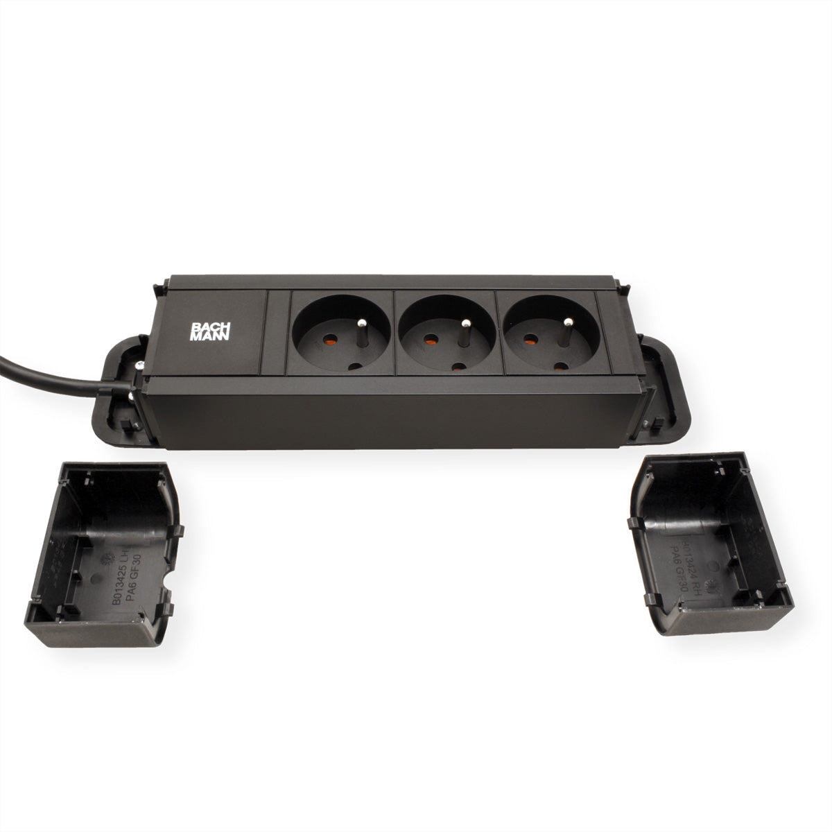 Bachmann PRIMO 2 Steckdosenleiste, 3×UTE, ohne Schalter, 2 m – schwarz