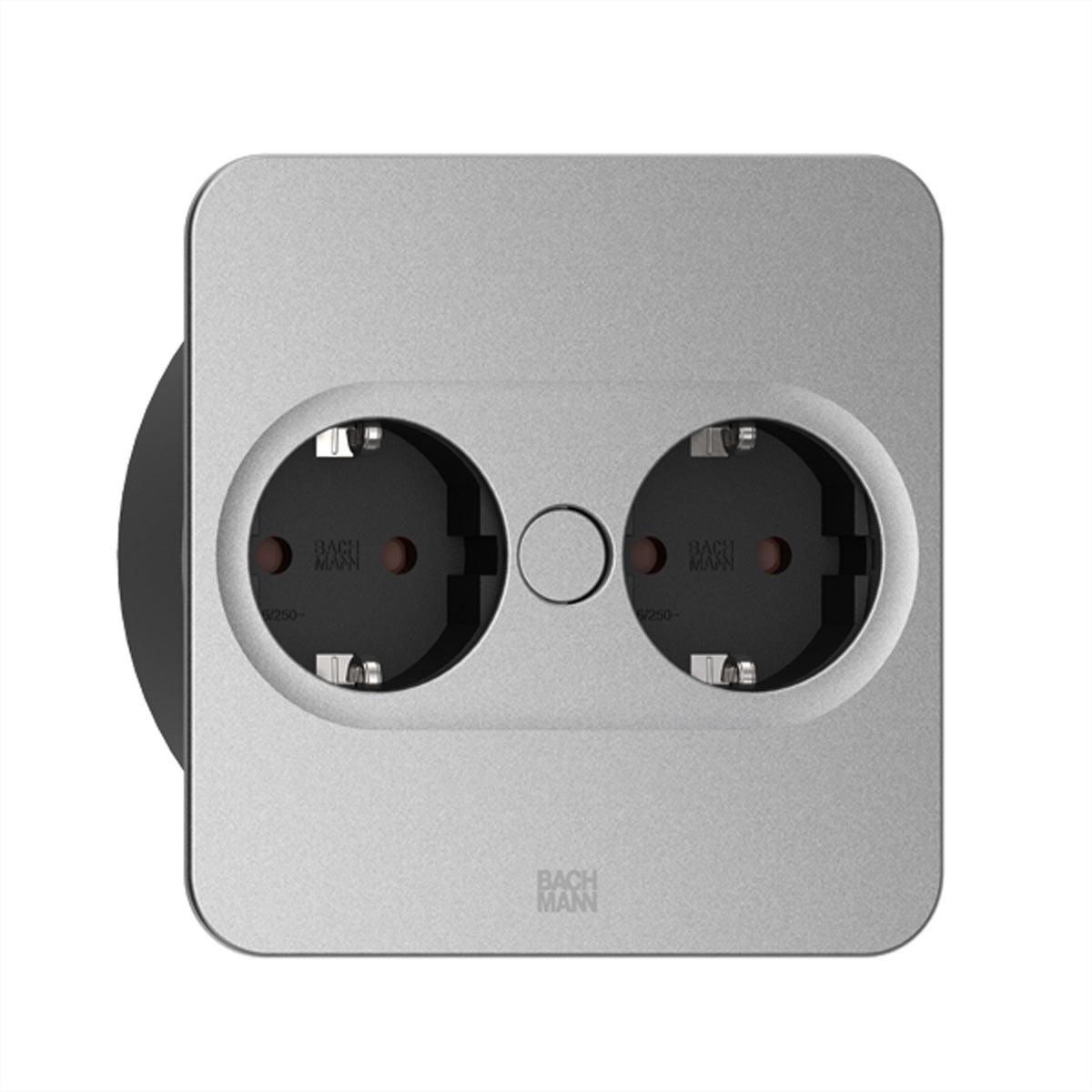 Bachmann Einbausteckdosenleiste, 2×Schuko (Typ F), IP20, Einbau, 115×115×42,5 mm – Edelstahl