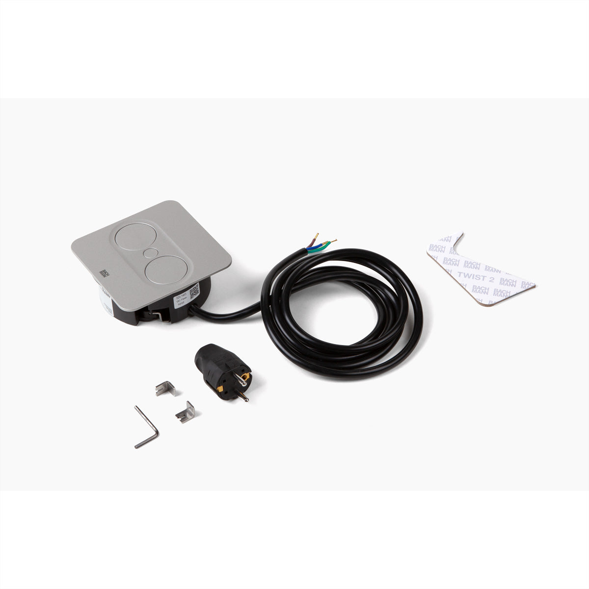 Bachmann Einbausteckdosenleiste, 2×Schuko (Typ F), IP20, Einbau, 115×115×42,5 mm – Edelstahl