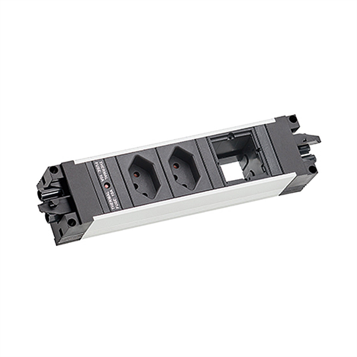 Bachmann STEP ALU Steckdosenleiste, 2×T13, Eingang Wieland GST18, 259,7×52,4×43,7 mm – schwarz/silber