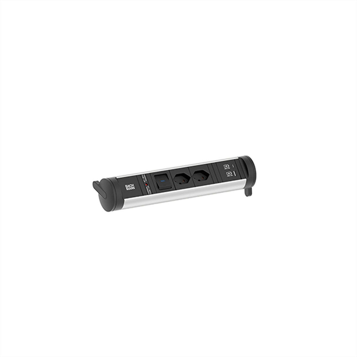 Bachmann CYCLE Base – Steckdosenleiste, 2× T13, 2× USB, mit Schalter, 0,2 m, Stecker GST18