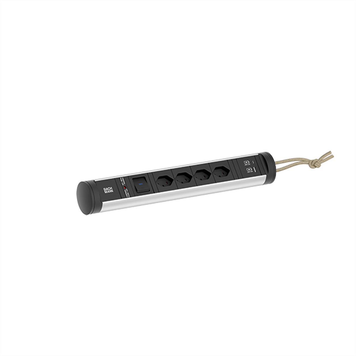 Bachmann Steckdosenleiste – 4×T13, 2,5 m, Schalter, 2×USB‑A/USB‑C 22 W, T12