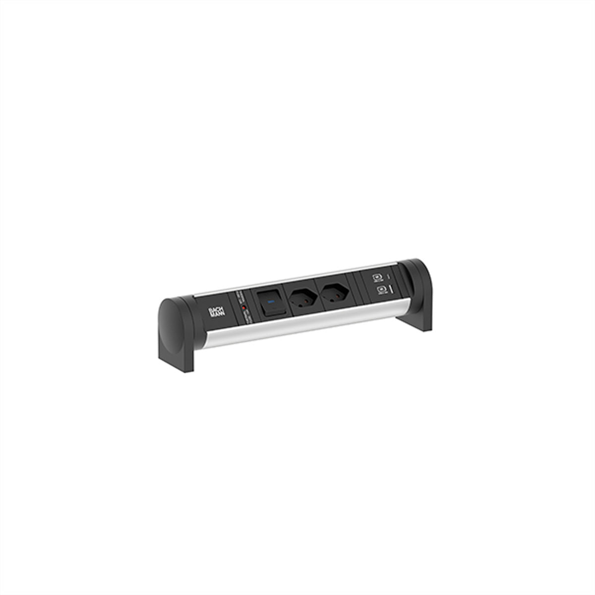 Bachmann CYCLE Desk – Steckdosenleiste, 2× T13, 2× USB, 22 W, mit Schalter, 0,20 m, Stecker GST18