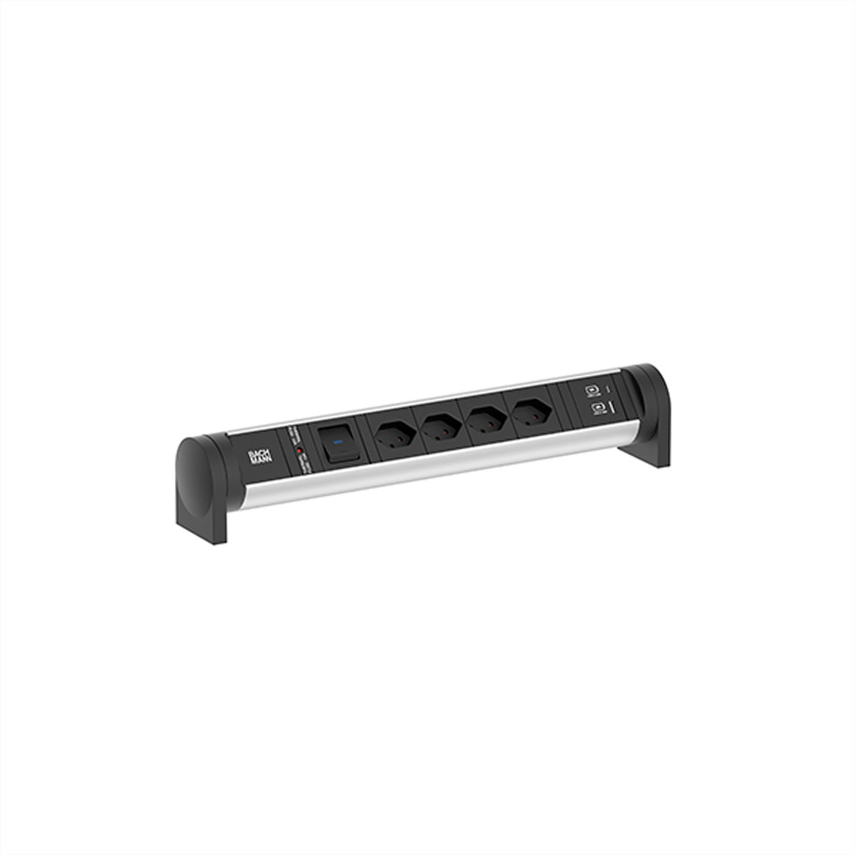 Bachmann CYCLE Desk Tischsteckdosenleiste, 4×T13, 2×USB (1×USB-A + 1×USB-C) 22 W, mit Schalter – Schwarz
