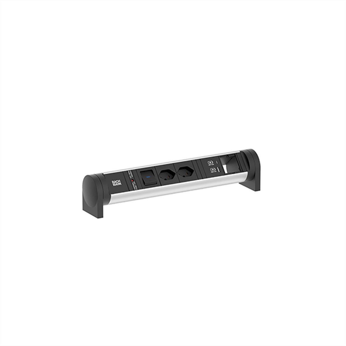 Bachmann CYCLE Desk Steckdosenleiste CH 2×T13 – USB‑C×1, USB‑A×1, 22 W Ladegerät – GST18 Stecker, 0,2 m – schwarz