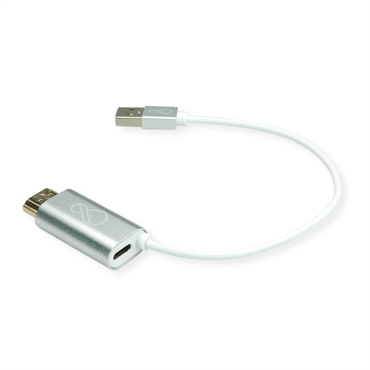 Bachmann Ochno Adapter HDMI und USB-A zu USB-C – USB-A 2.0, 0,25 m, Silber/Weiss