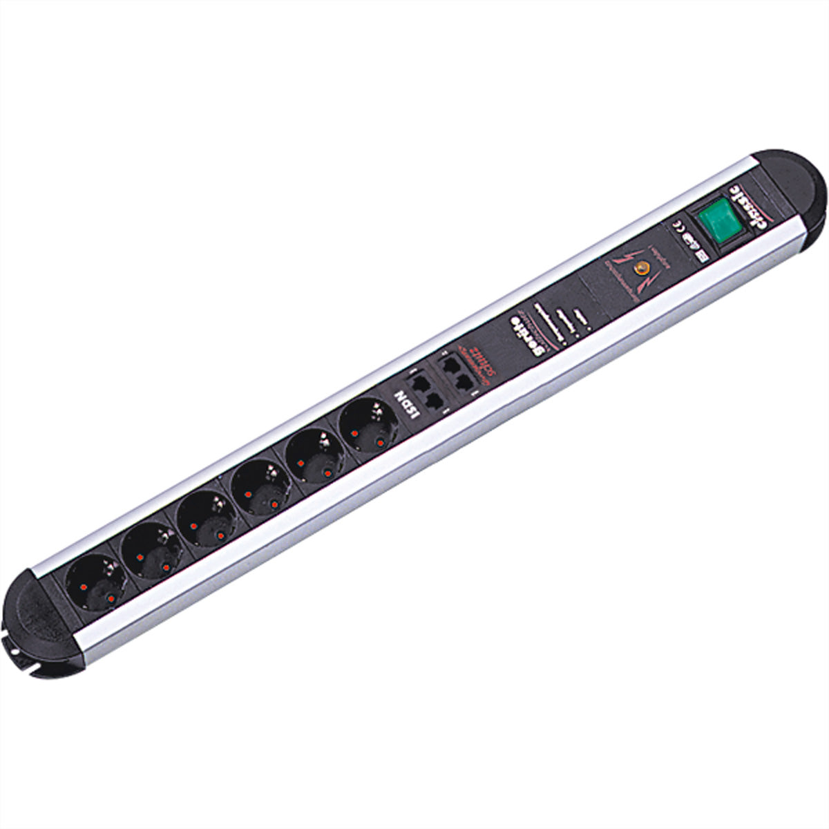 Bachmann PRIMO – Steckdosenleiste, 6× Schuko (Typ F), mit Schalter, mit Überspannungsschutz, 1,75 m, Stecker S