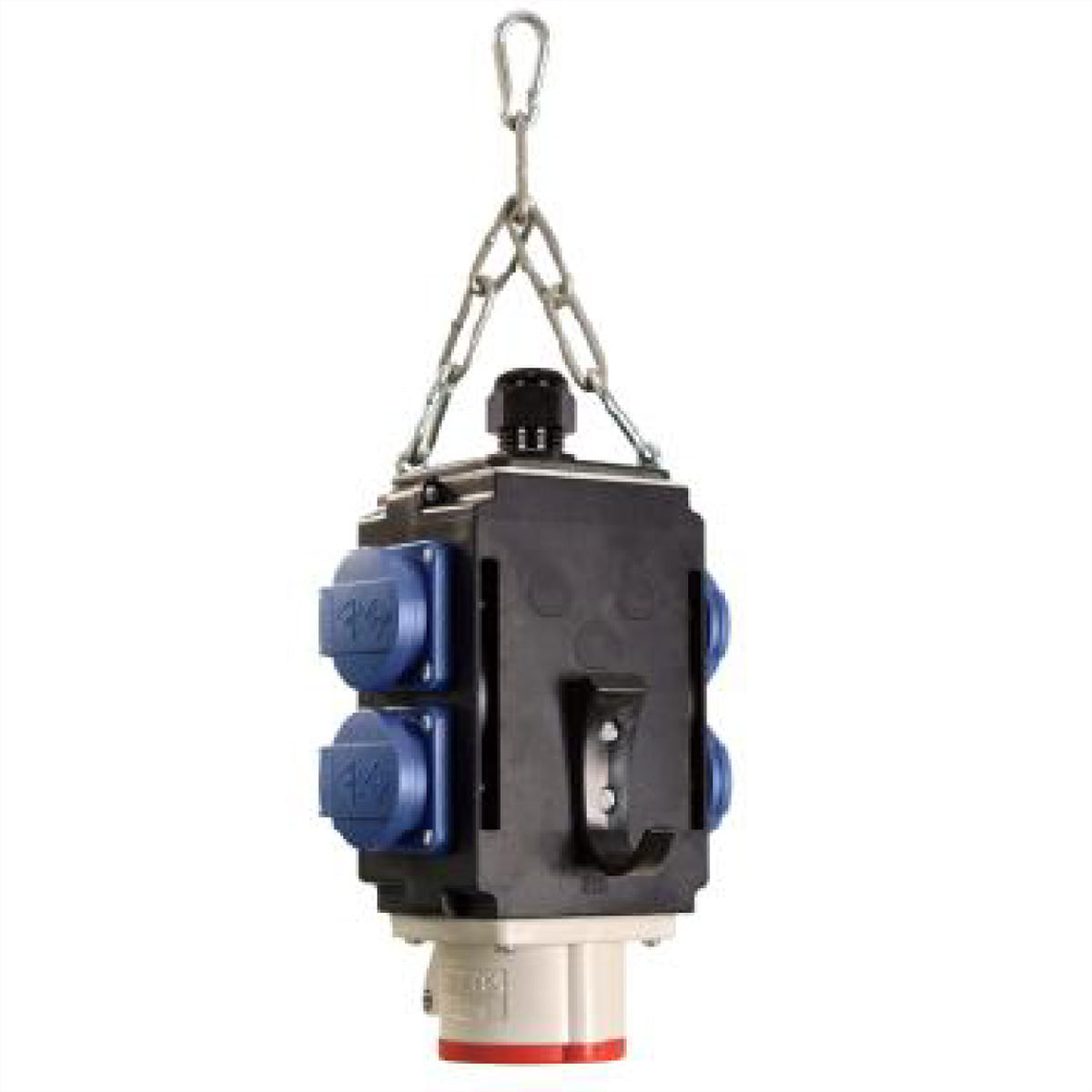Bachmann Energiewürfel Steckdosenleiste, (4×T13 + 1×CEE 16‑5), IP44, 270×225×200 mm – schwarz