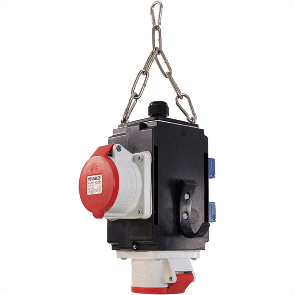 Bachmann Gartenstromverteiler (2×Schuko + 2×CEE 16‑5), IP44, Leitungseinführung 5×2,5–5×4 mm² – Schwarz