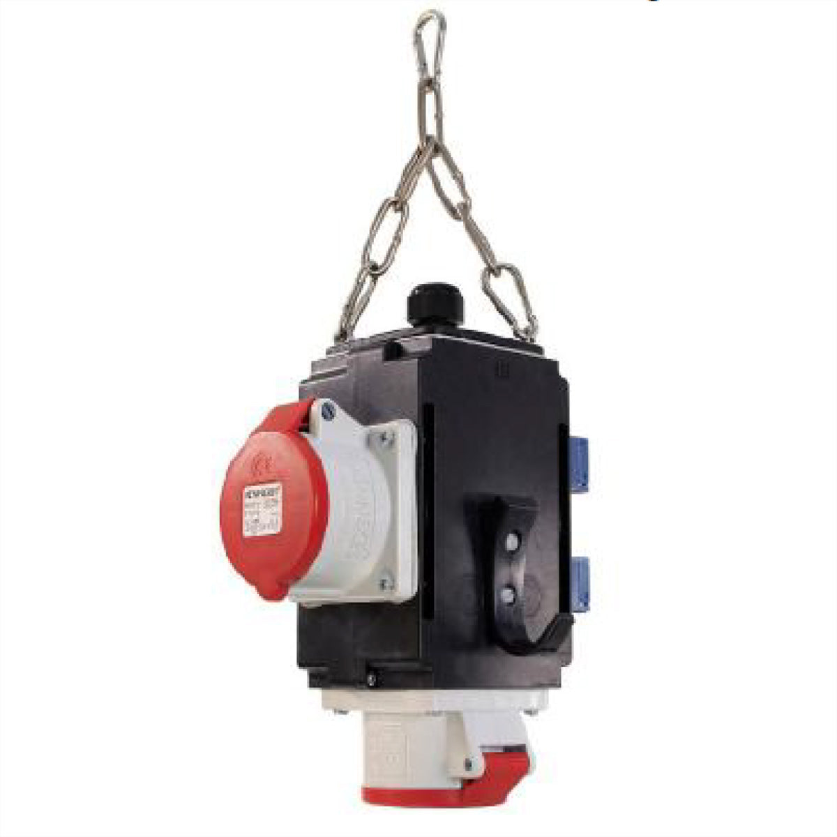 Bachmann Gartenstromverteiler (2×Schuko + 2×CEE 16‑5), IP44, Leitungseinführung 5×2,5–5×4 mm² – Schwarz