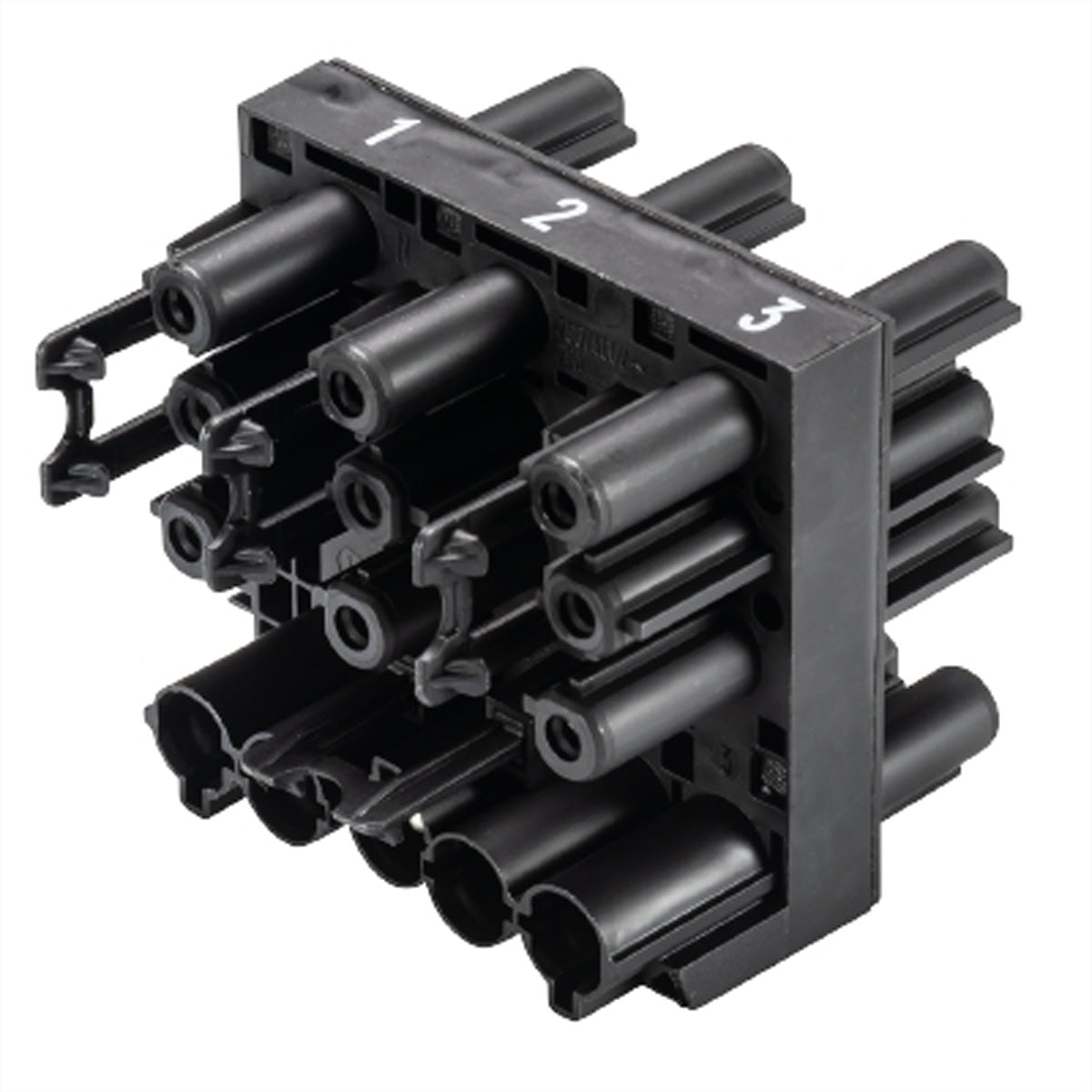 Bachmann Verteilerblock, 6×GST18i3, Eingang GST18i5, 5-polig, Durchgangsverdrahtung – schwarz