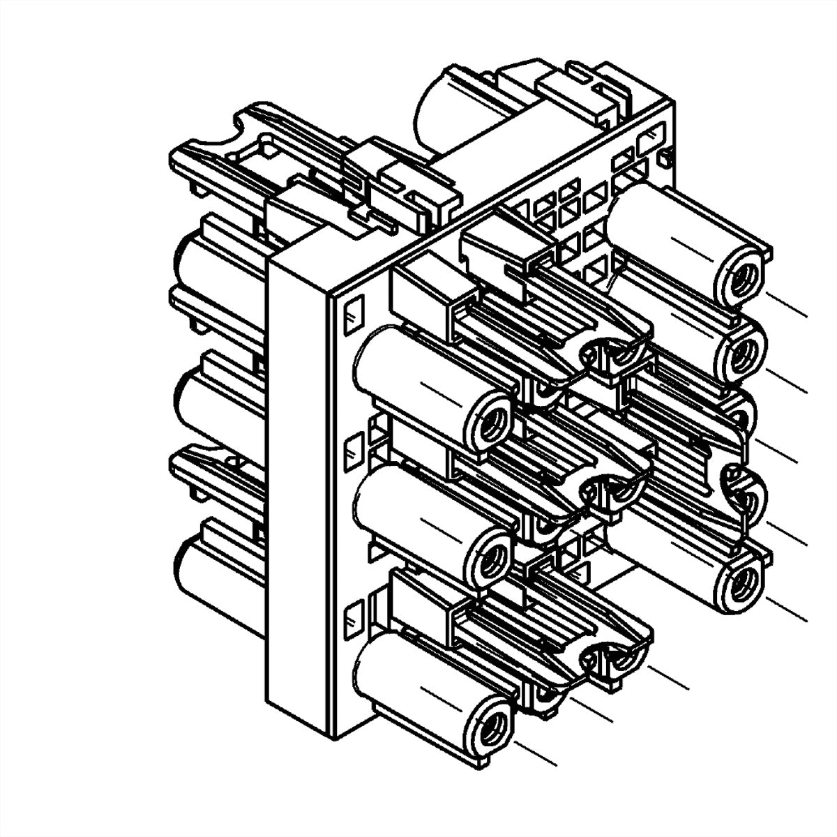 Bachmann Verteilerblock, 6×GST18i3, Eingang GST18i5, 5-polig, Durchgangsverdrahtung – schwarz
