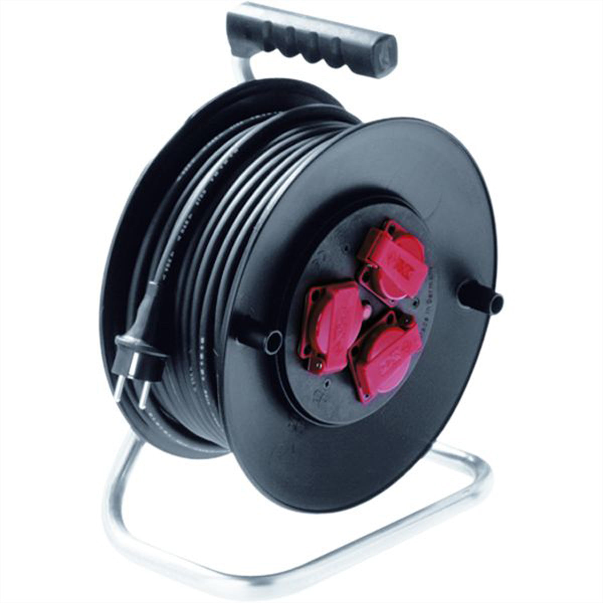 Bachmann Kabelrolle – 3× Schuko (Typ F), 25 m, IP44, Schwarz