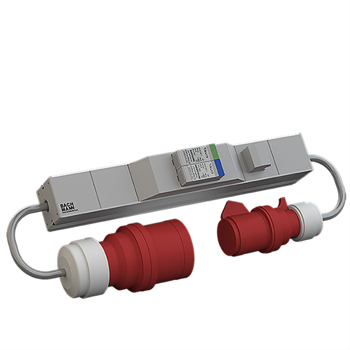 Bachmann ALU Rack-PDU 1U, 3-phasig 16 A 400 V, 2×CEE 16A, 2×1,0 m H05VV-F 5G2,5 mm² – grau