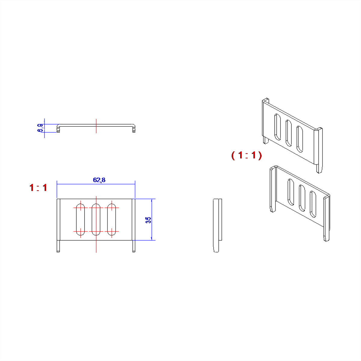 Bachmann BlueNet Steckdosenleiste Montageset, seitliche Montage, 100×70×30 mm – silberfarben