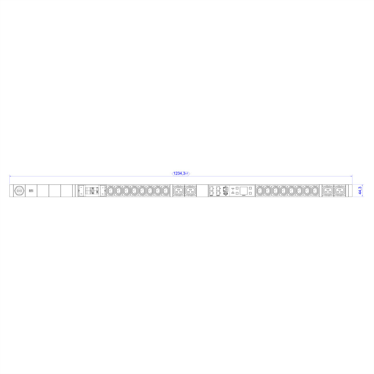 Bachmann Rack-PDU – Überwacht, Messung pro Phase, 1-ph, 16 A, 16×C13 + 4×C19, CEE 32 A, 3 m