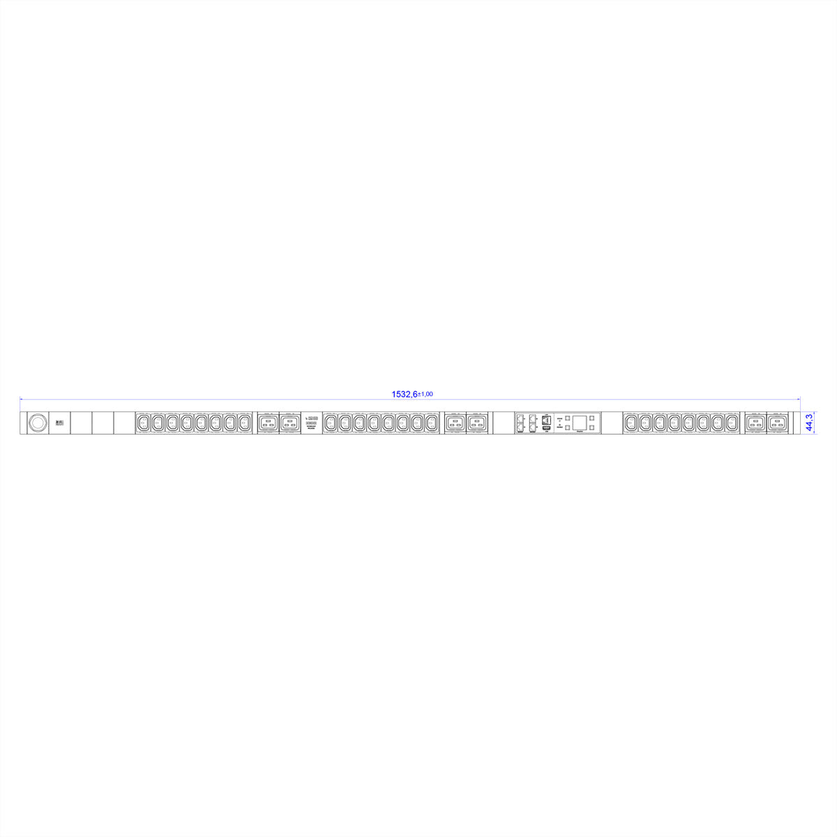 Bachmann BN3000 RCM IT-Steckdosenleiste 24×C13, 6×C19 – Messung pro Phase – 3 m Zuleitung CEE 16A 3P+N+PE