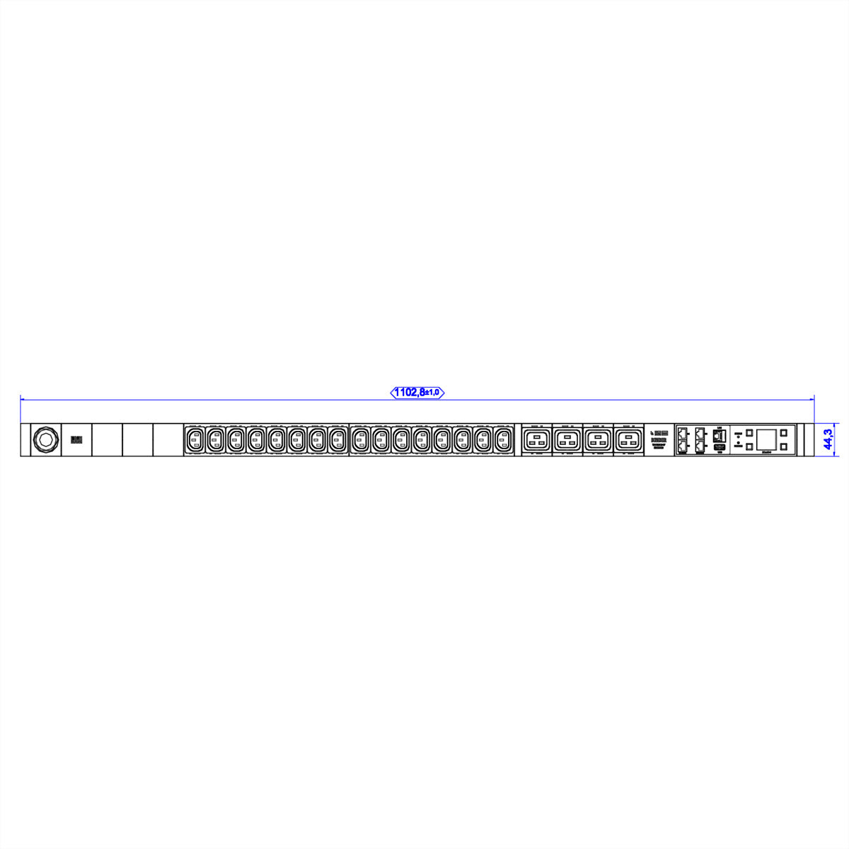 Bachmann BN3000 RCM IT-Steckdosenleiste C13×16, C19×4 – Messung pro PDU, Zuleitung 3 m CEE 16A, Ethernet