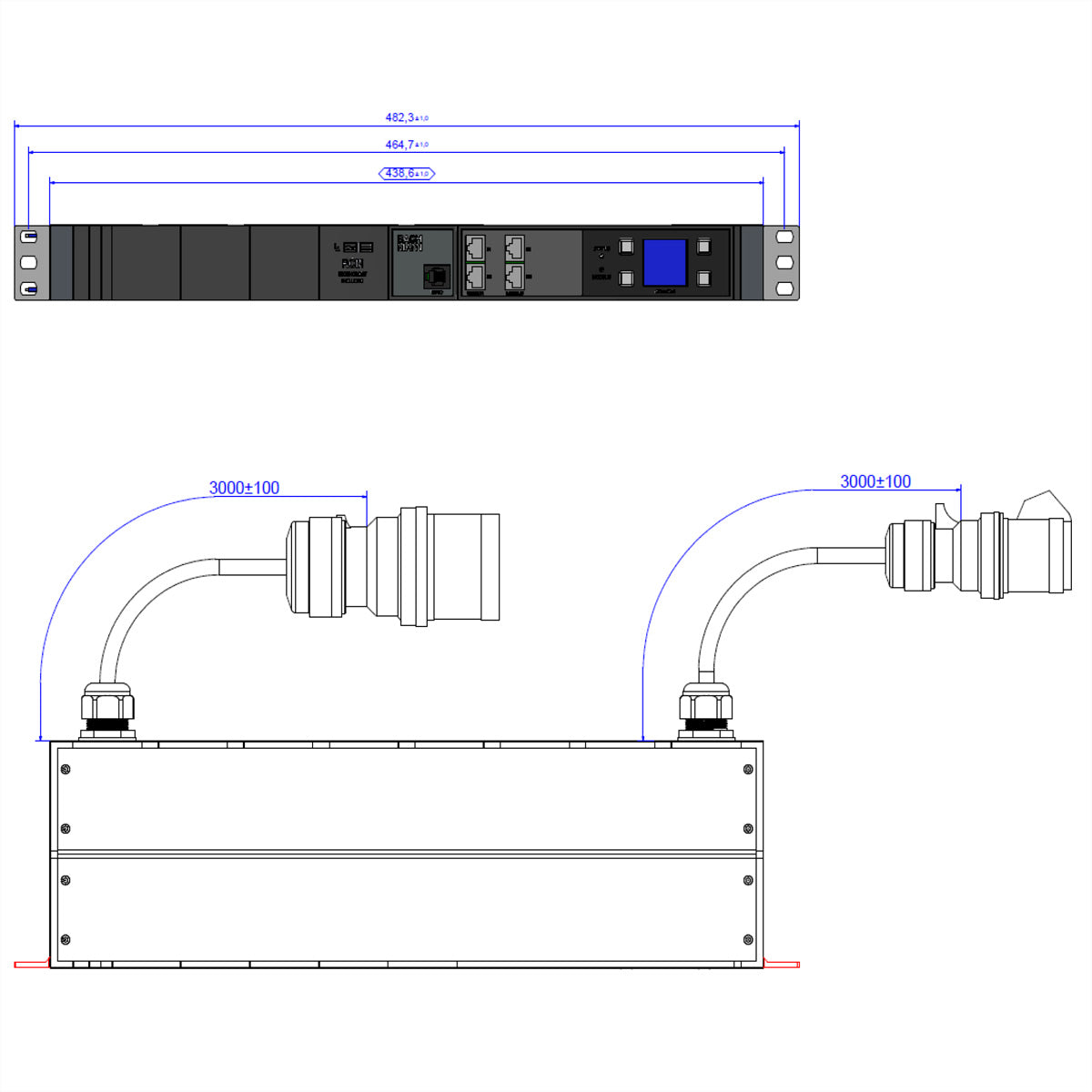 Bachmann BN3000 RCM Steckdosenleiste – CEE 32 A (3-phasig), 3 m, Messung pro Phase