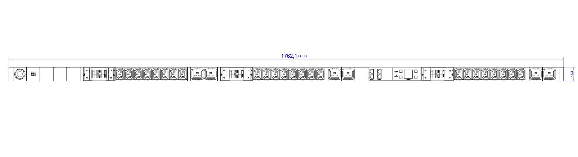Bachmann BN3500 Rack-PDU – 24× IEC C13, 6× IEC C19, CEE rot 32A 3-phasig 400 V/32 A, 3 m, mit Messfunktion, me