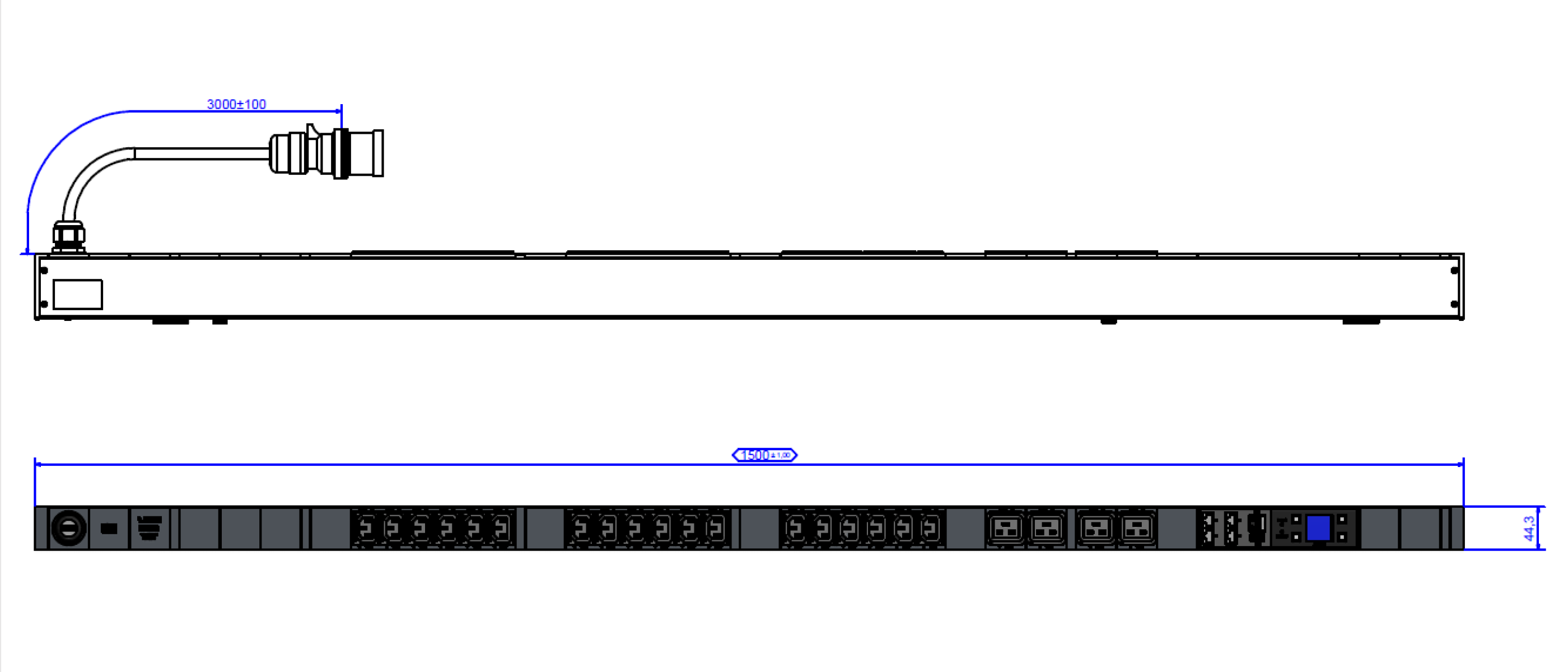 Bachmann Steckdosenleiste – 18× IEC C13, 4× IEC C19, 3 m, einphasig 16 A (CEE), Messfunktion, LAN