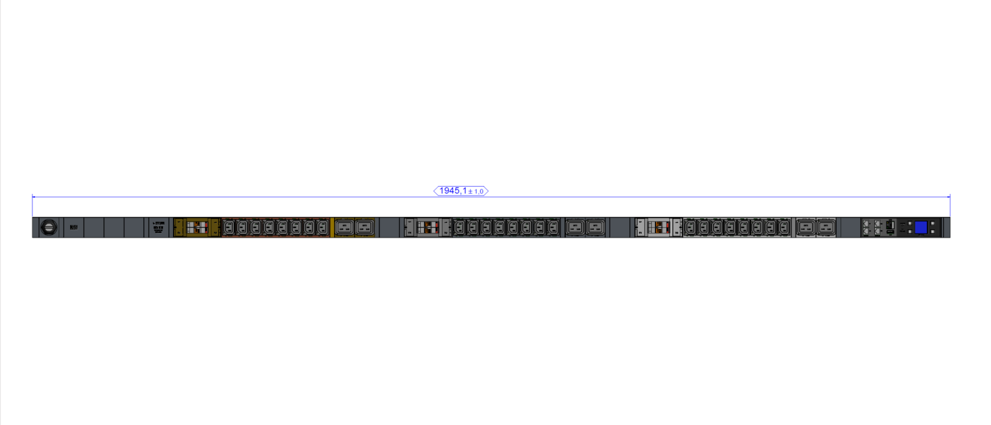 Bachmann Rack-PDU Metered-by-Outlet, 3-phasig 32 A 400 V, (24×C13 + 6×C19), Eingang CEE 32-5, 3 m