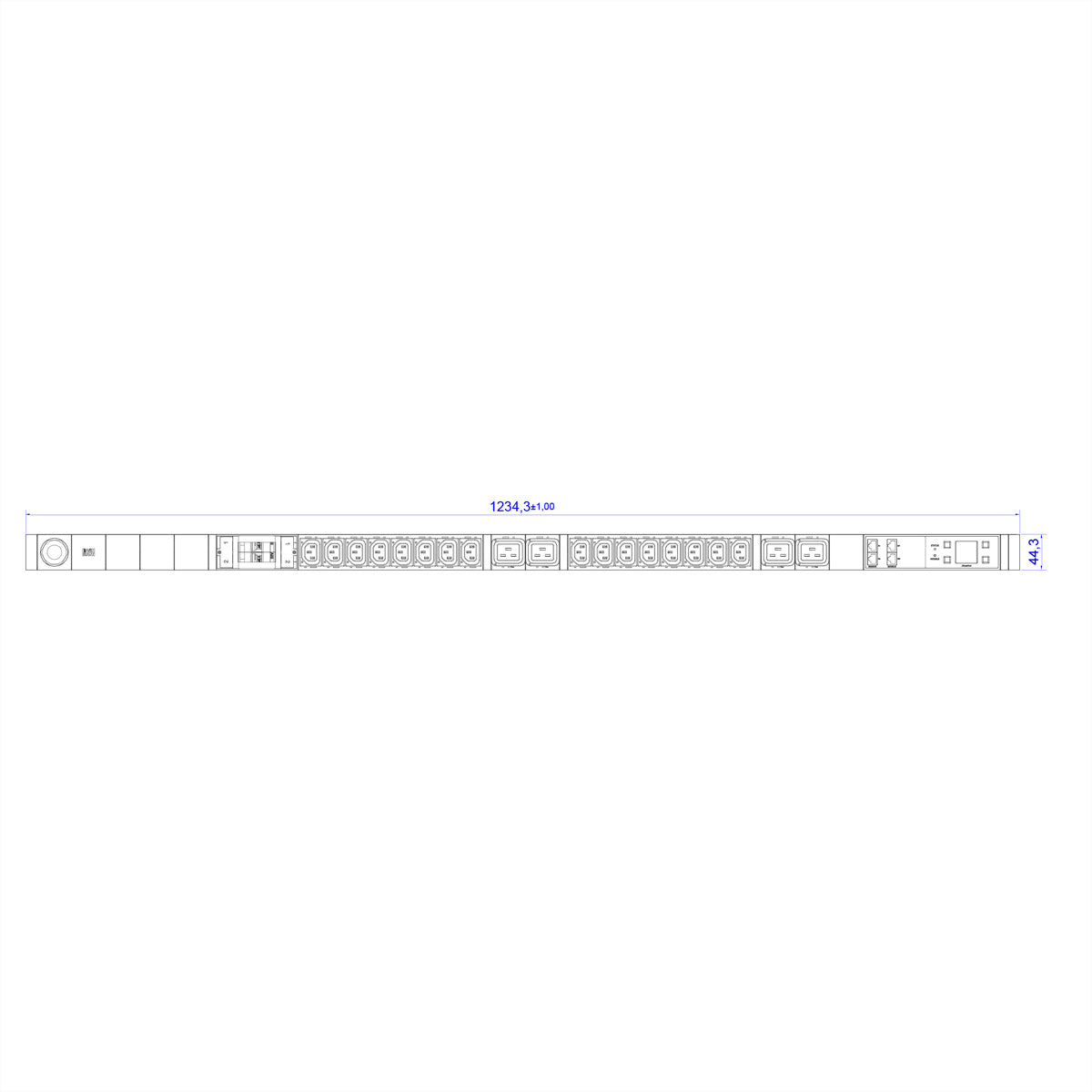 Bachmann Steckdosenleiste – 16× IEC C13, 4× IEC C19, 3 m, 2× Leitungsschutzschalter C16A, schwarz
