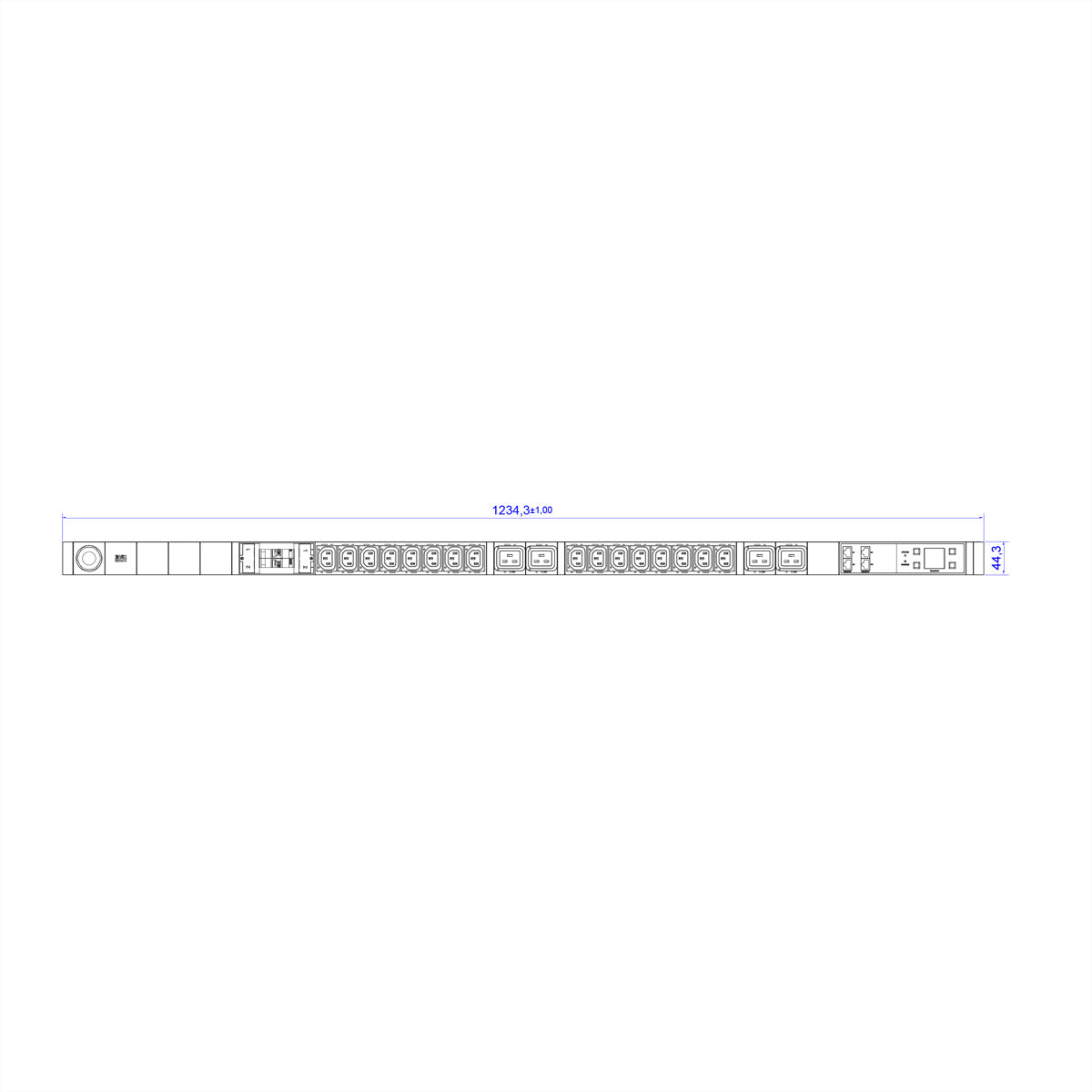 Bachmann Rack-PDU – Geschaltet, Outlet-Messung, 3-ph, 32 A 400 V, 16×C13 + 4×C19, CEE 32A, 3,0 m