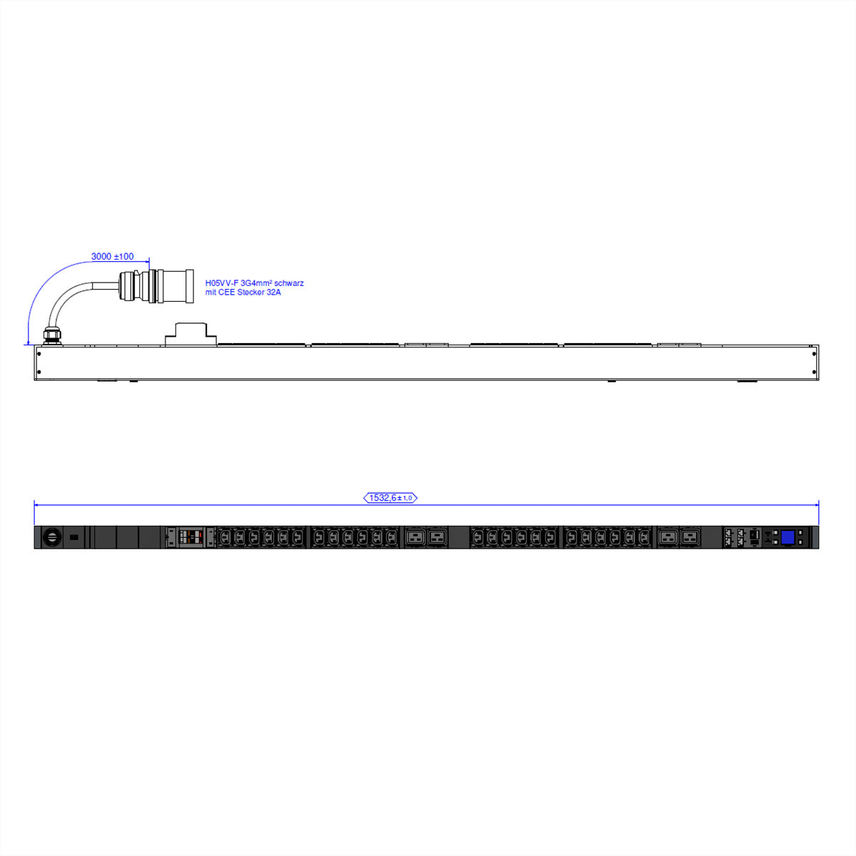 Bachmann BN7500 IT-Steckdosenleiste – C13×24, C19×4, LS C16A×2 – CEE 32A – Messung pro Steckdose