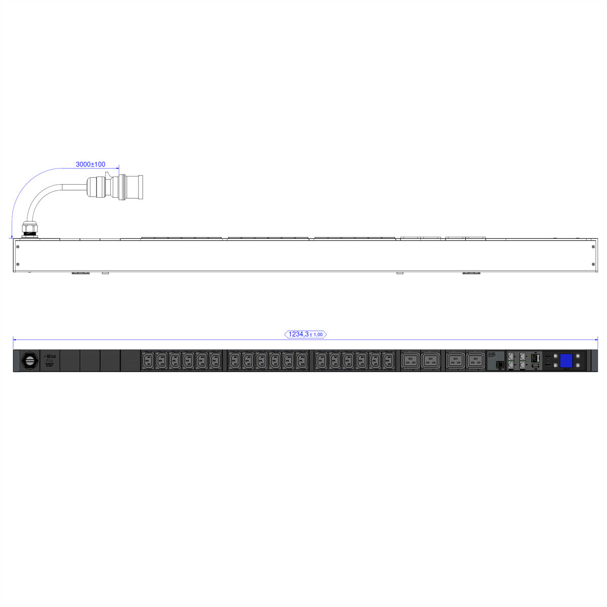 Bachmann BN7500 RCM Rack-PDU Messgerät pro Ausgang, einphasig 16 A 230 V, (18×C13 + 4×C19), 3,0 m – schwarz