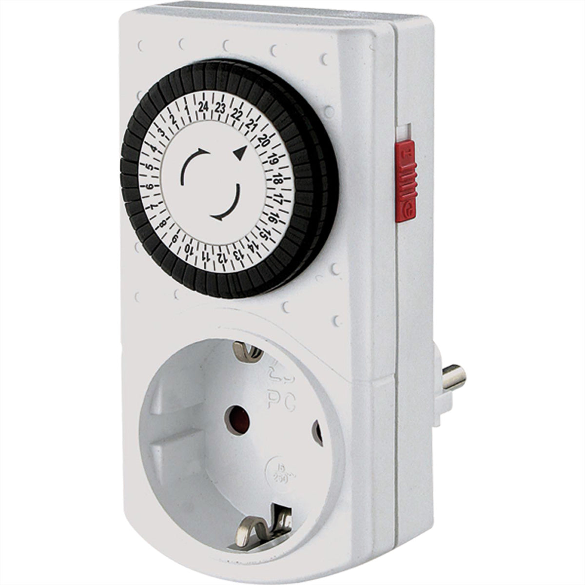 Bachmann Mechanische Zeitschaltuhr (DIN-Schiene) – 24h, 230 V, 16 A – Weiss